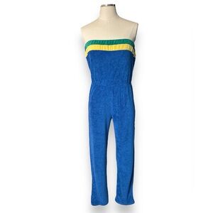 DUTCHESS Blue Strapless Terrycloth Romper